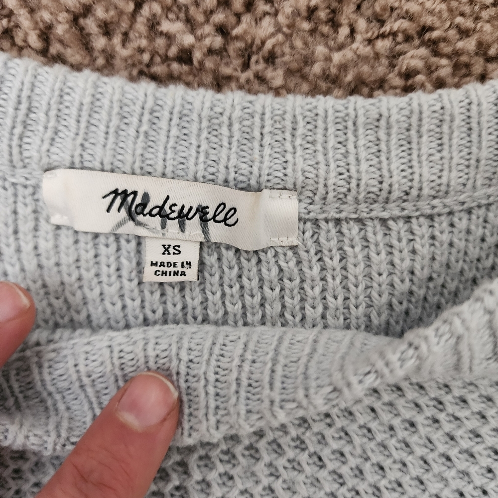 Madewell Cozy Knit Sweater in Light Blue Open Back - Picture 4 of 6